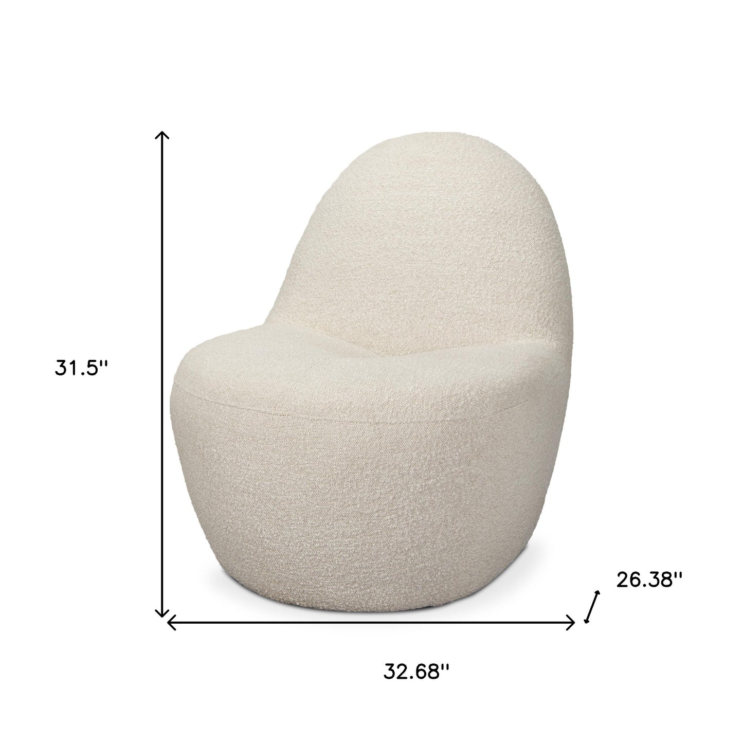 33" Cream Boucle Slipper Chair