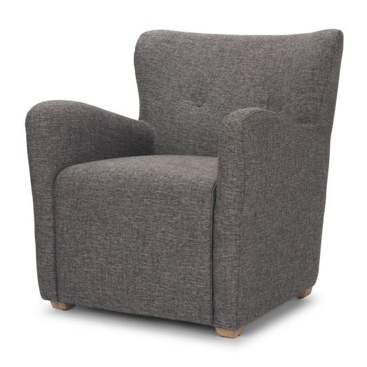 32" Gray and Brown Upholstery and Wood Wingback Chair