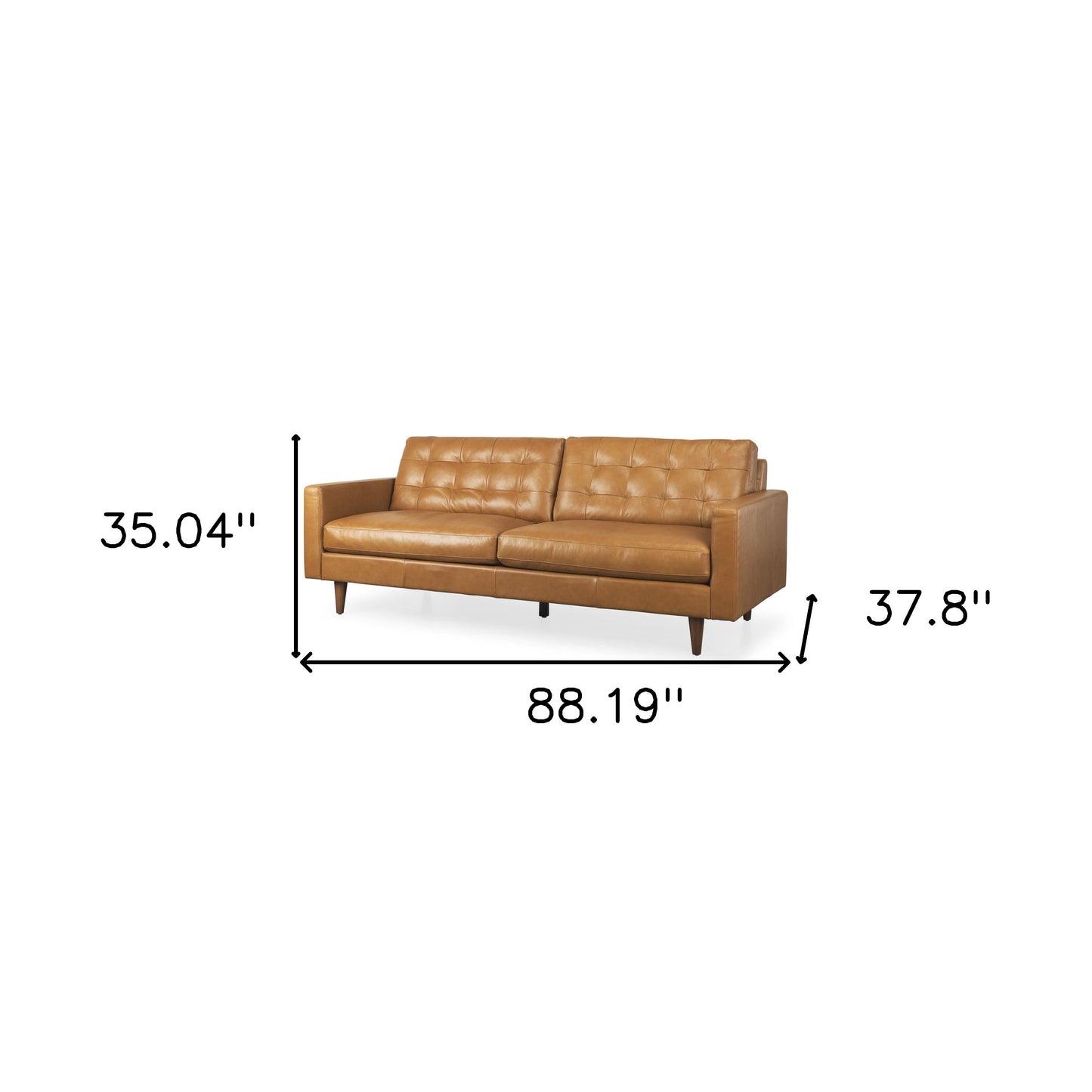 88" Brown Leather Sofa