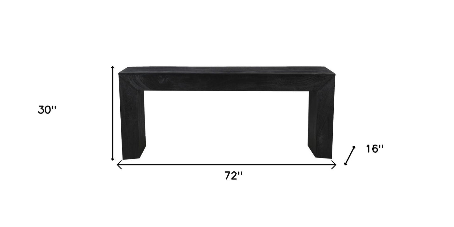 72" Charcoal Solid Wood Distressed Sled Console Table