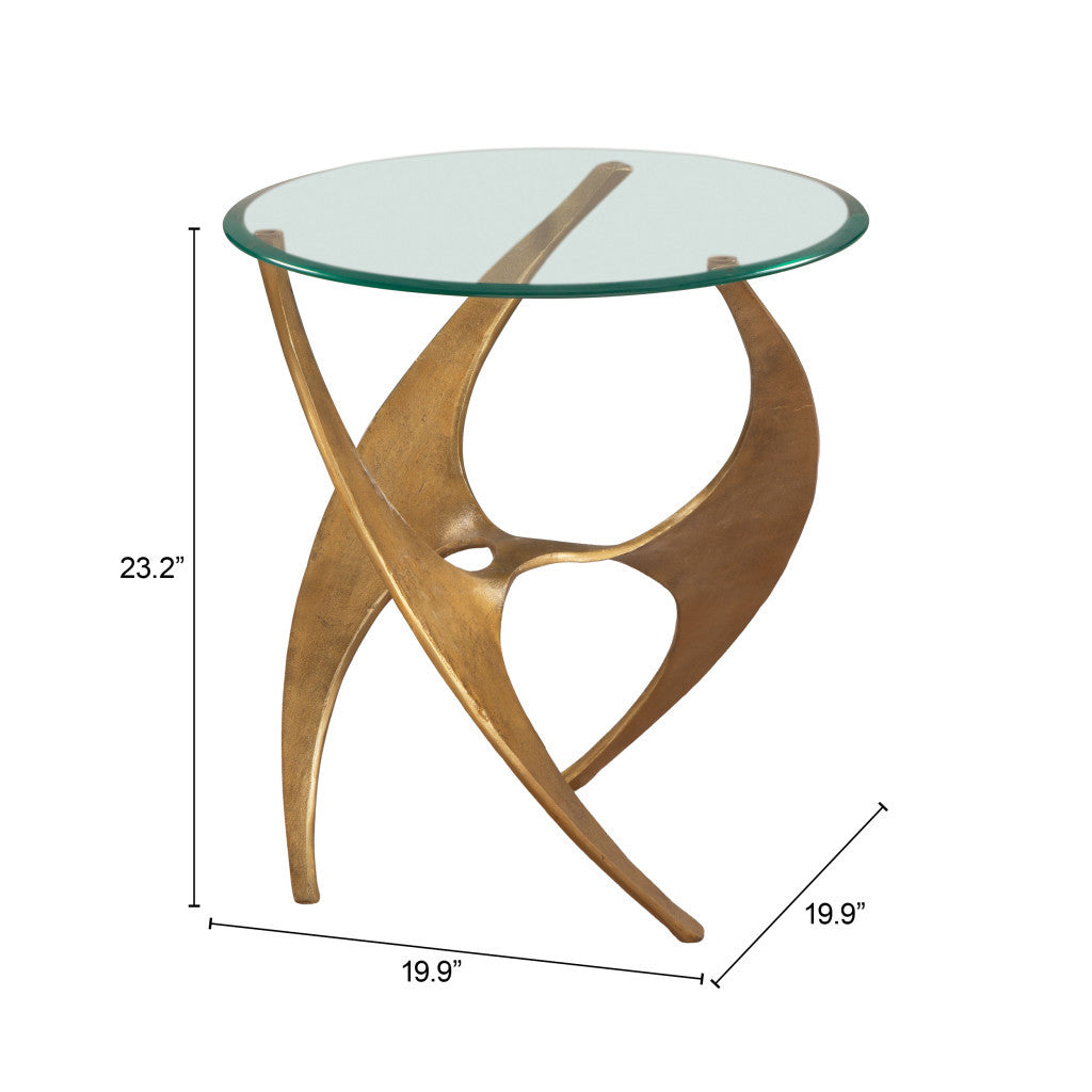 23" Gold Aluminum Pedestal End Table