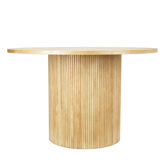 47" Natural Wood Pedestal Base Round Top Dining Table