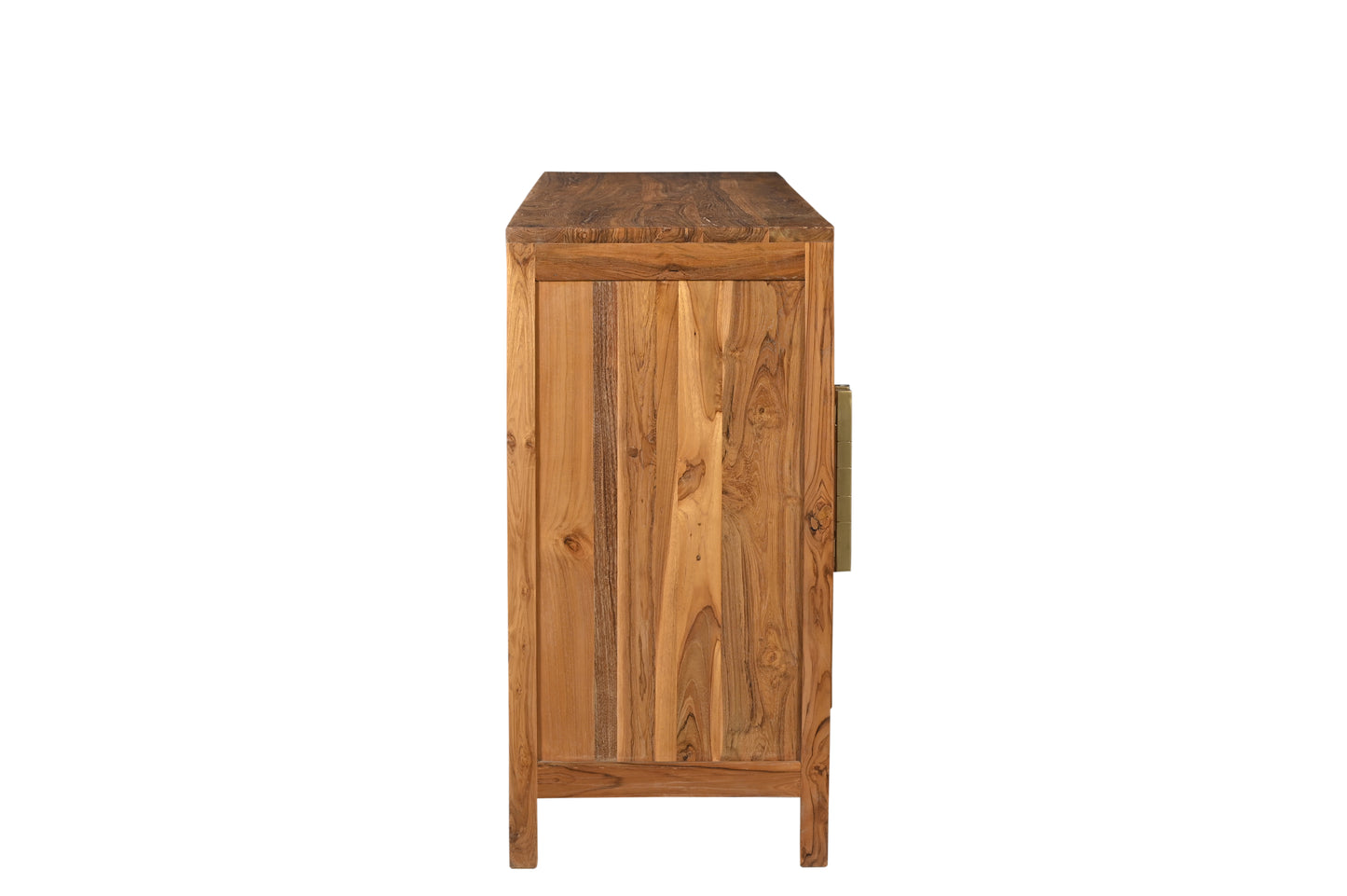 71" Brown Solid Wood Carved Geometric Sideboard with Four Doors