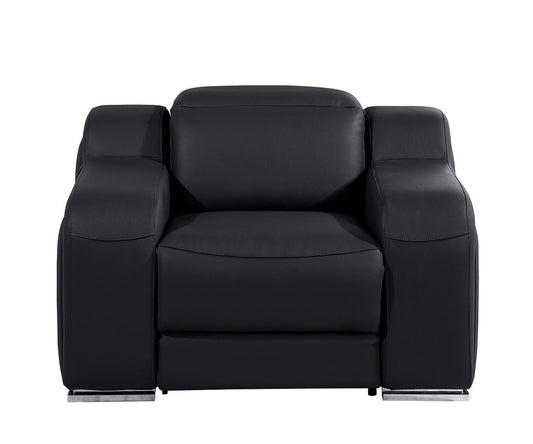 41" Black Italian Leather Wall Hugger Recliner With USB