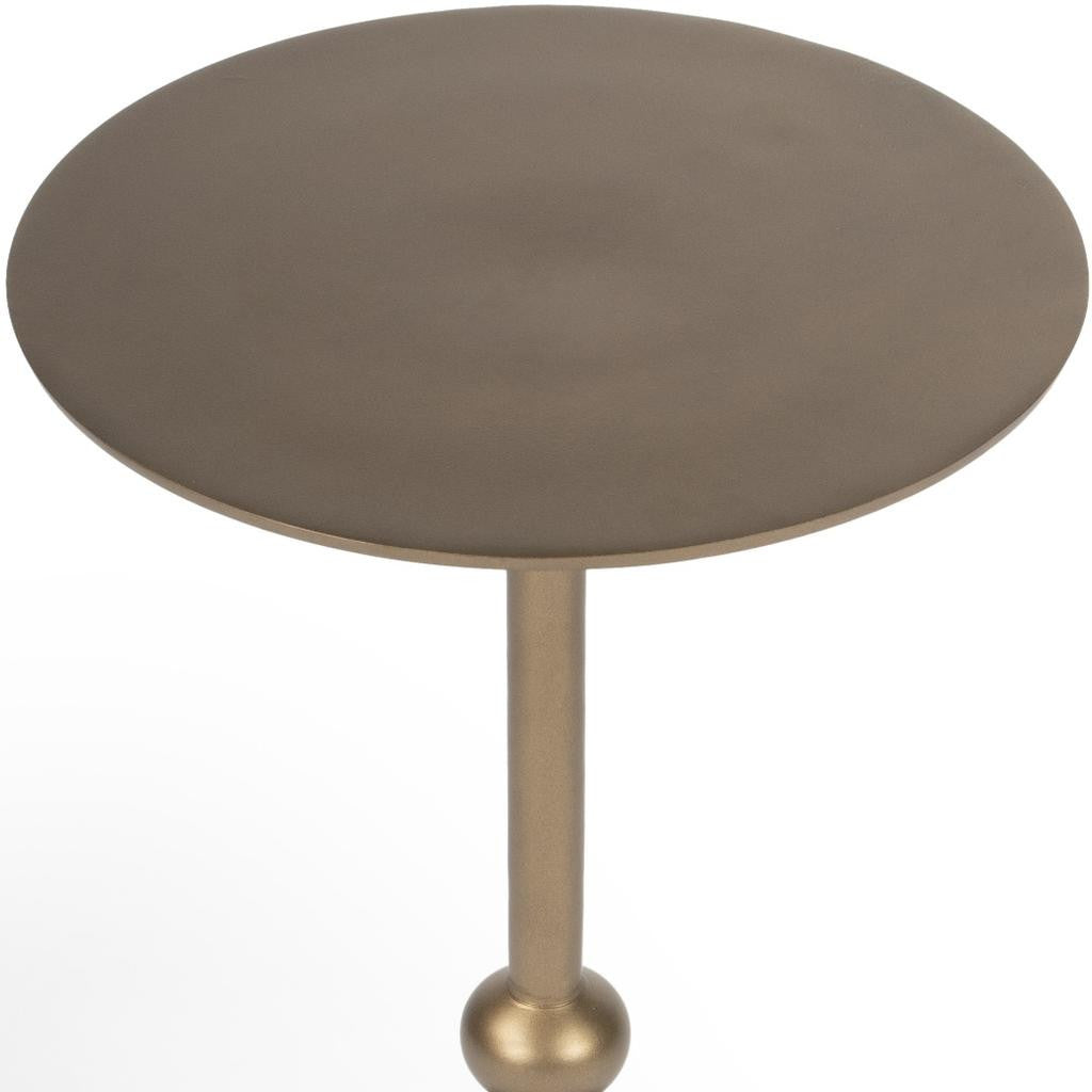 19" Bronze Aluminum Round Drink Size Pedestal End Table