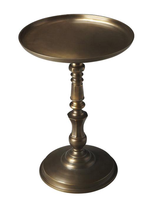 24" Bronze Metal Round Pedestal End Table