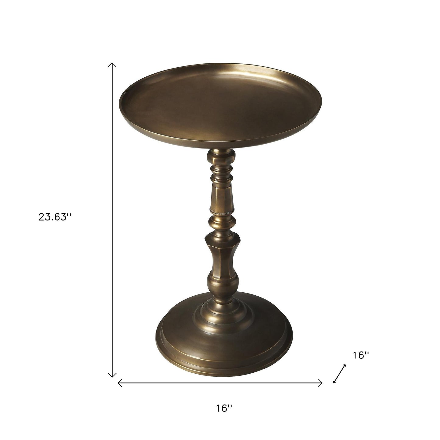 24" Bronze Metal Round Pedestal End Table