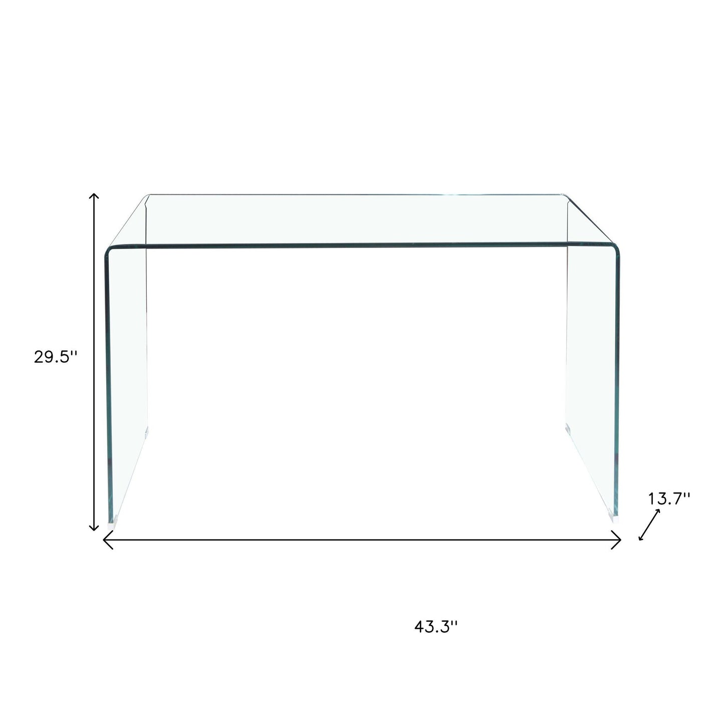 43" Clear Glass Solid Console Table
