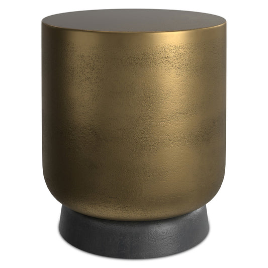 18" Antiqued Brass Aluminum Round End Table