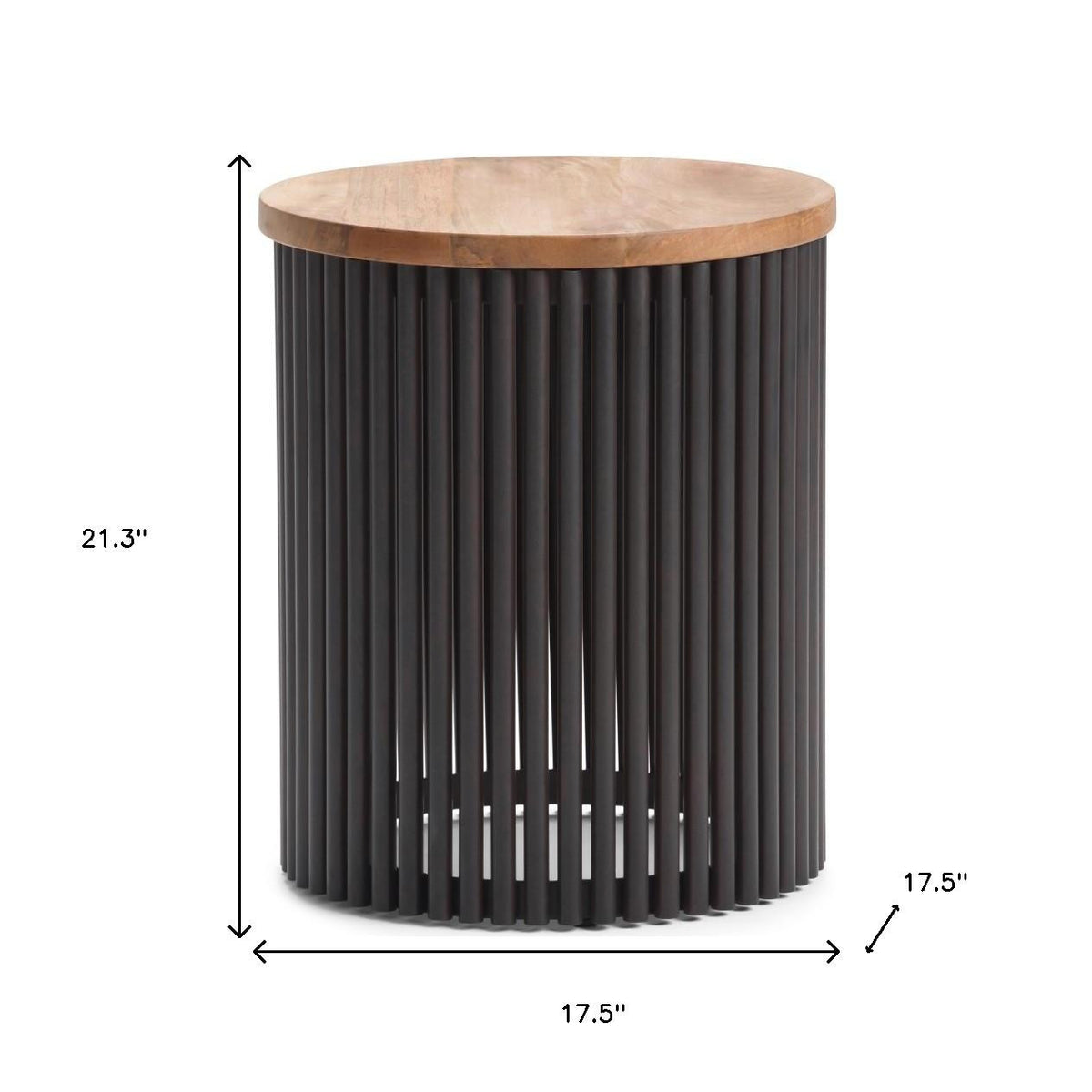 21" Black Metal Round End Table