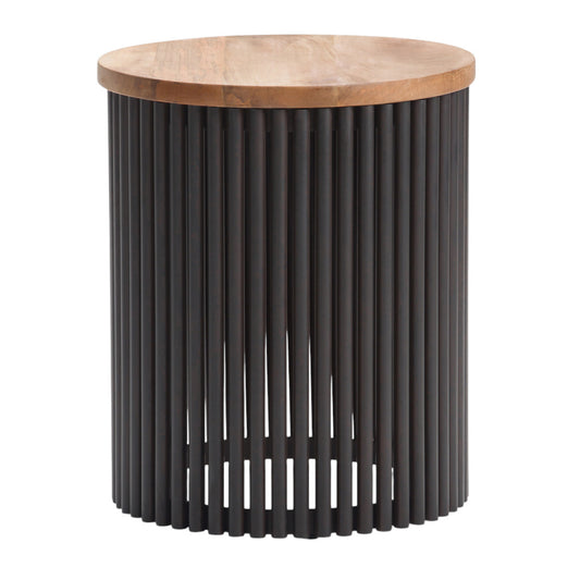 21" Black Metal Round End Table