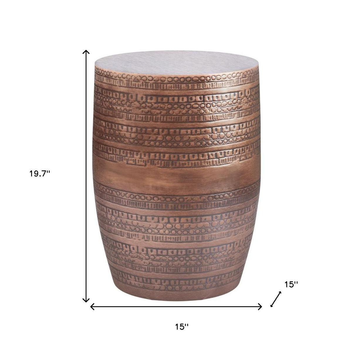 20" Copper Metal Round End Table