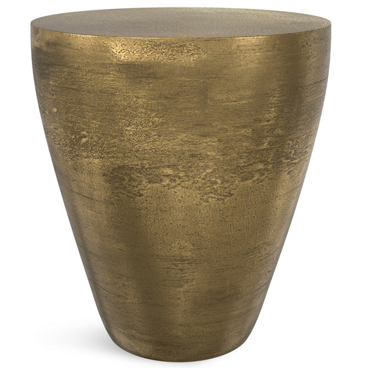 18" Antiqued Brass Aluminum Round End Table