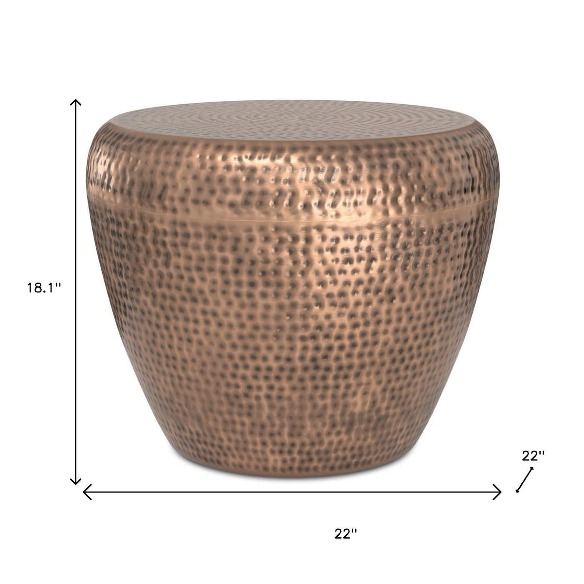 18" Copper Metal Round End Table