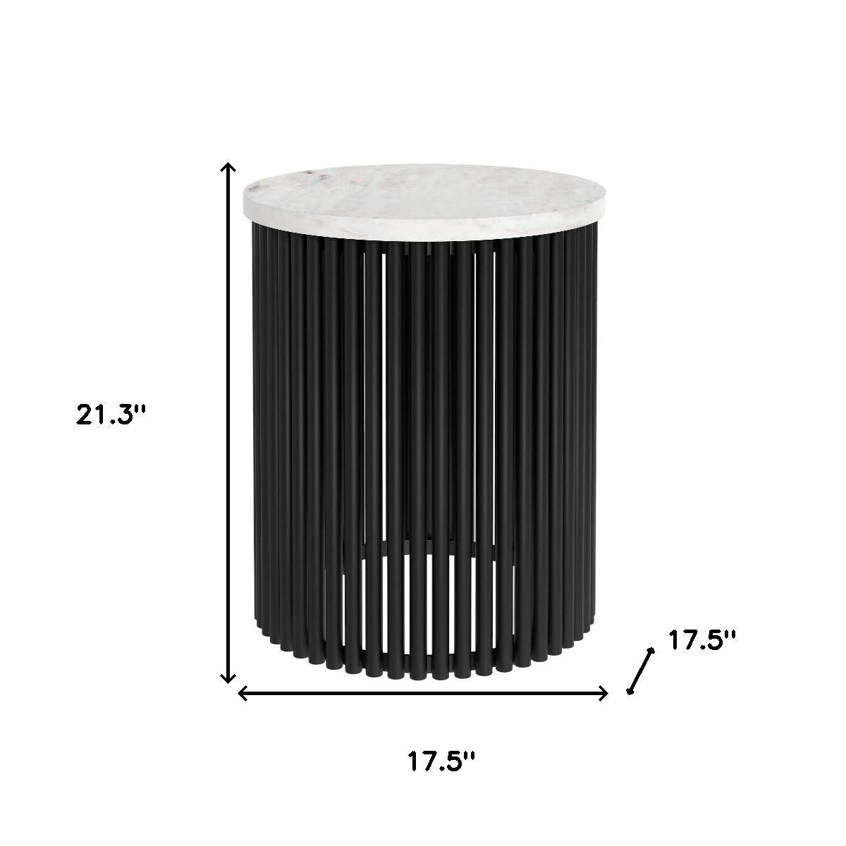 21" White Marble Round End Table