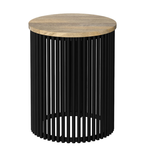 25" Black Metal Round End Table