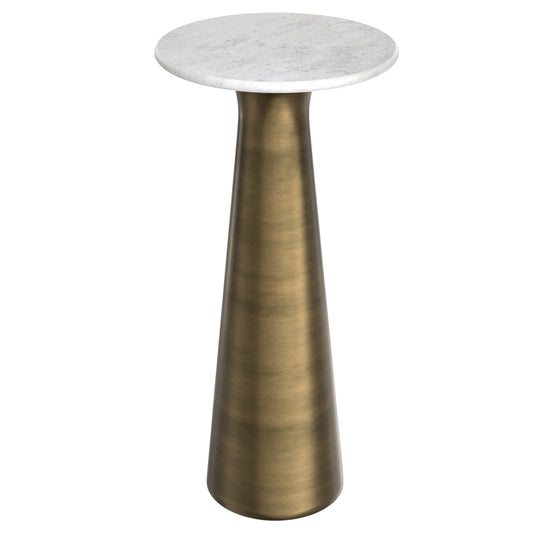 26" Antiqued Brass Metal Round End Table And Trunk Storage