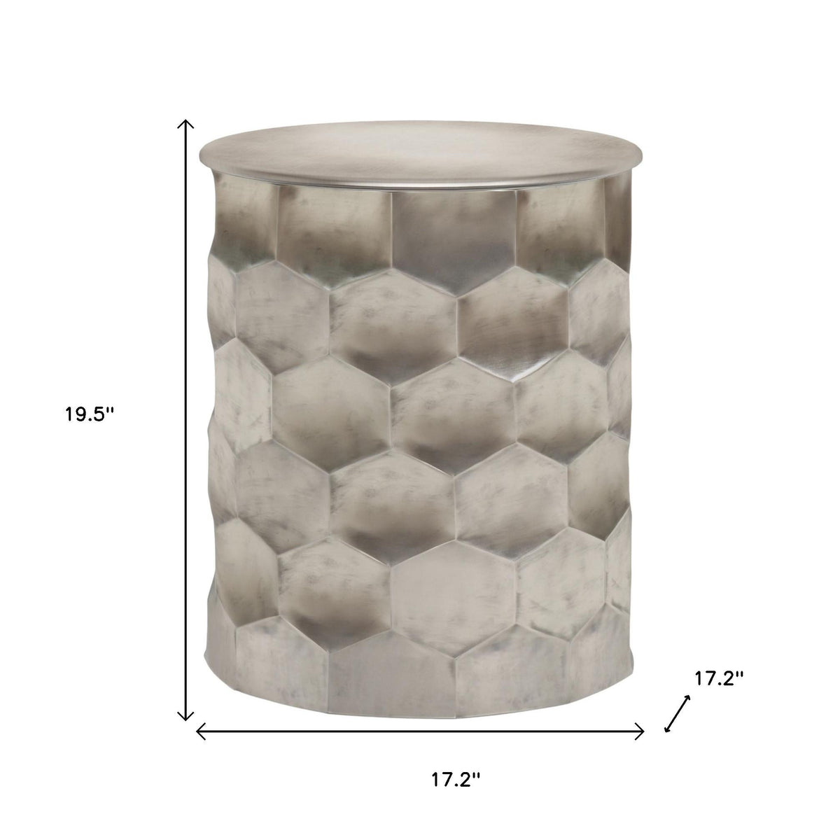 20" Silver Metal Round End Table