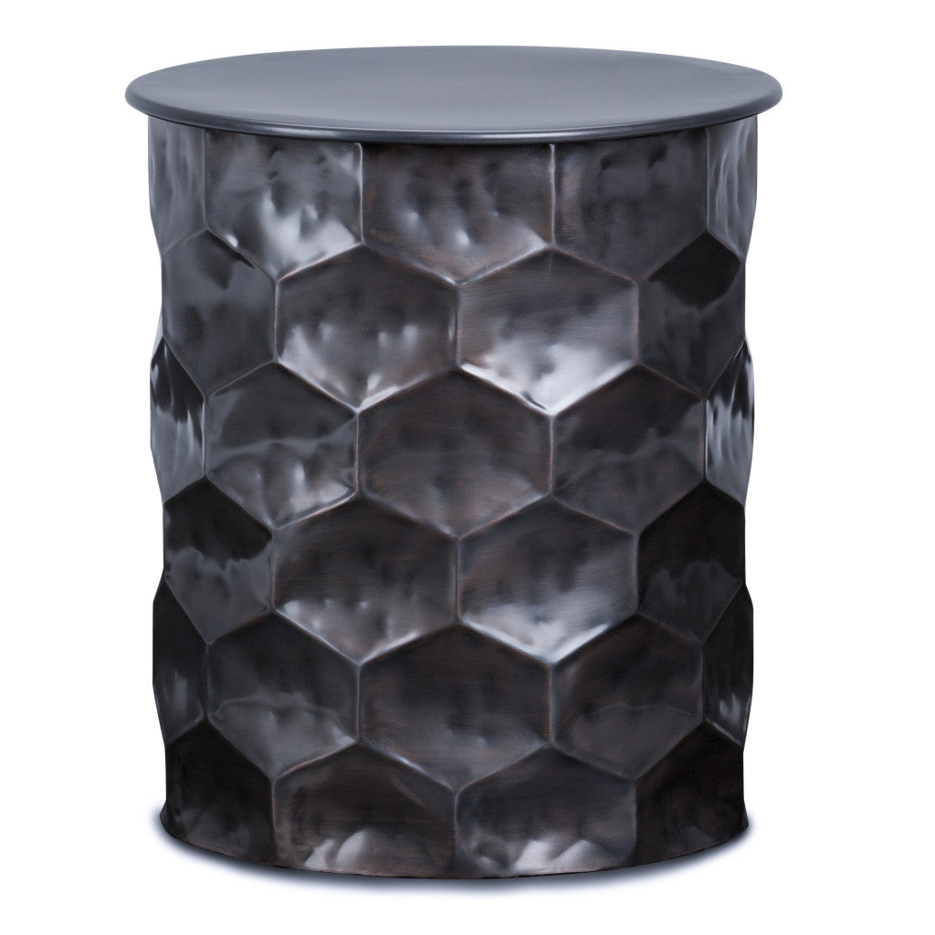 20" Antiqued Bronze Metal Round End Table