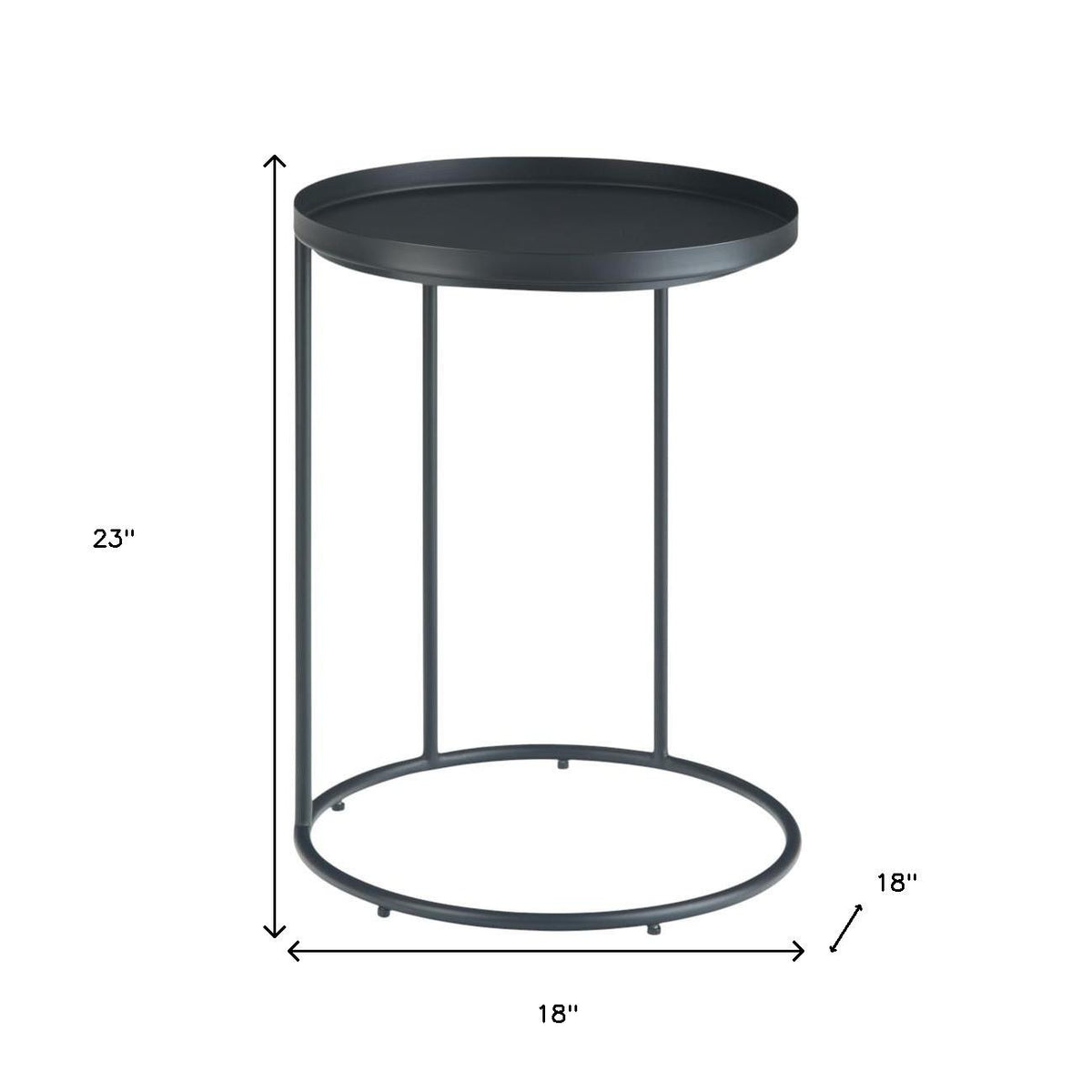 23" Black Metal Round End Table