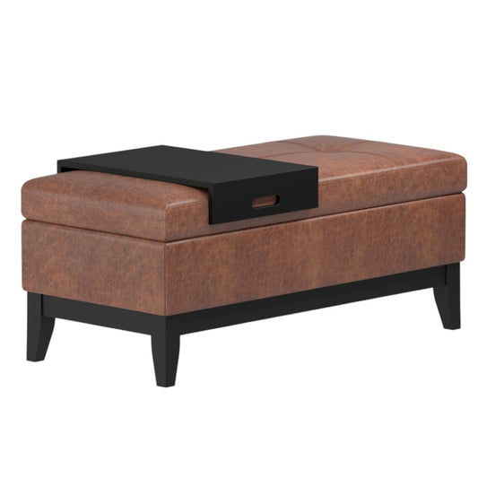 42" Dark Brown and Brown Upholstery Storage Ottoman