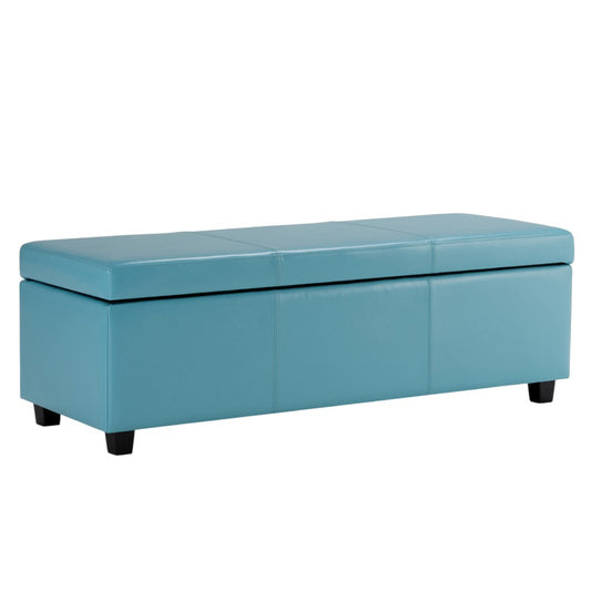 48" Dark Brown and Blue Upholstery Storage Ottoman