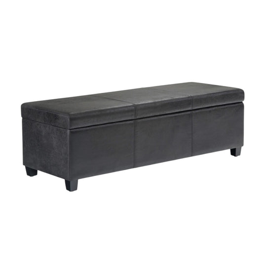 48" Dark Brown and Black Upholstery Storage Ottoman