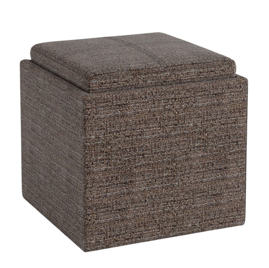 17" Brown Upholstery Storage Ottoman