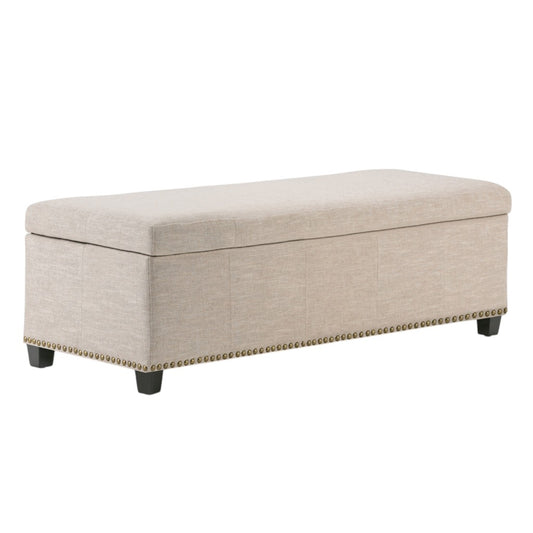 48" Dark Brown and Cafe Noir Upholstery Storage Ottoman