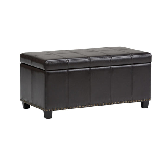 33" Espresso and Brown Upholstery Storage Ottoman