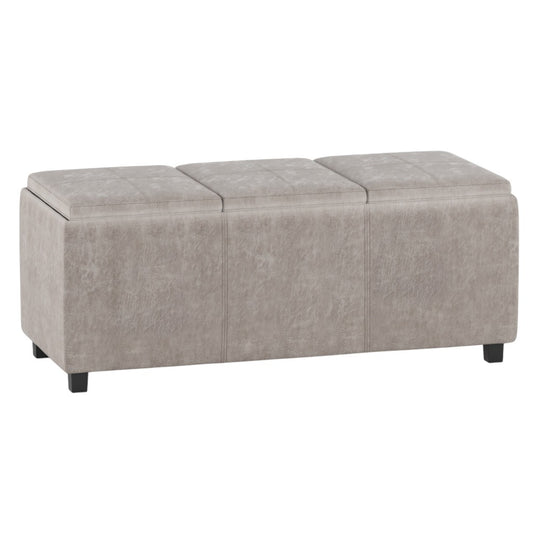 42" Dark Brown and Gray Upholstery Storage Ottoman
