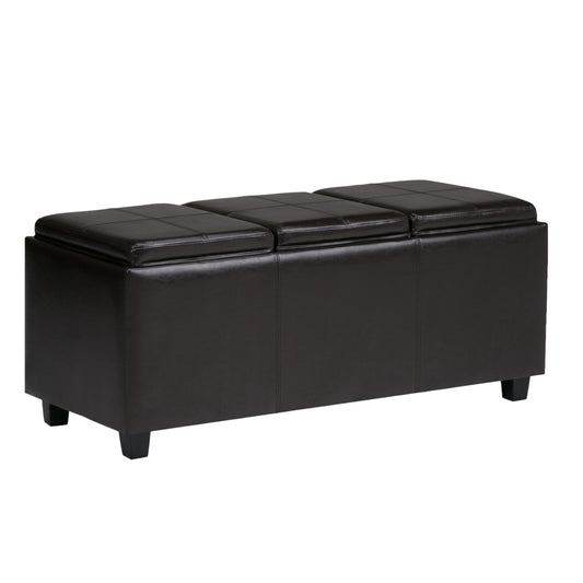 42" Dark Brown and Brown Upholstery Storage Ottoman