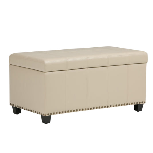 33" Espresso and Cream Upholstery Storage Ottoman