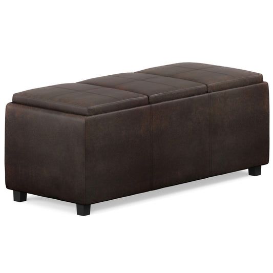 42" Dark Brown and Brown Upholstery Storage Ottoman