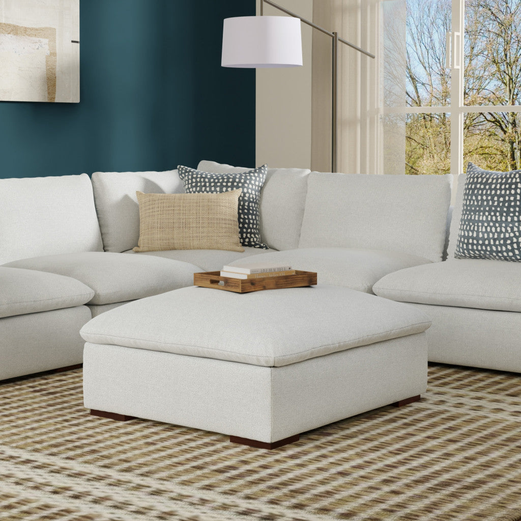 44" Gray and Brown Fabric Ottoman