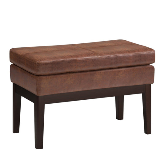 26" Brown and Dark Brown Fabric Ottoman