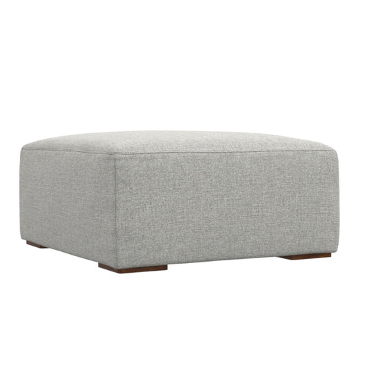 34" Gray and Brown Fabric Ottoman