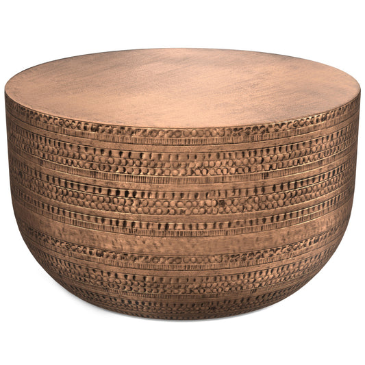 18" Copper Metal Round Drum End Table