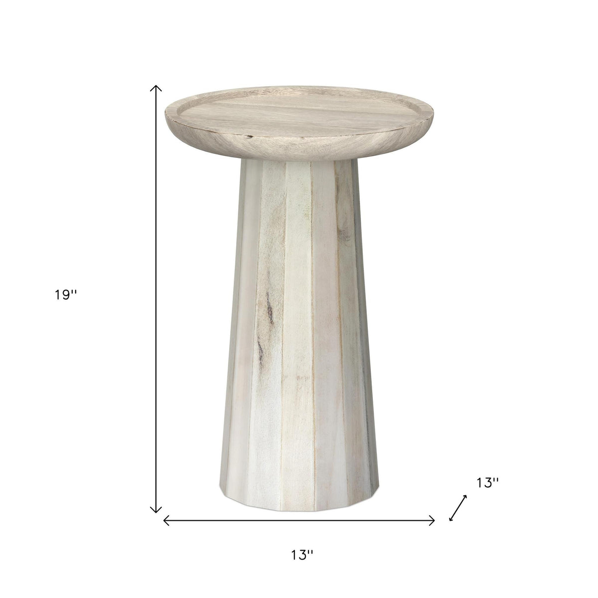 19" White Solid Wood Round End Table