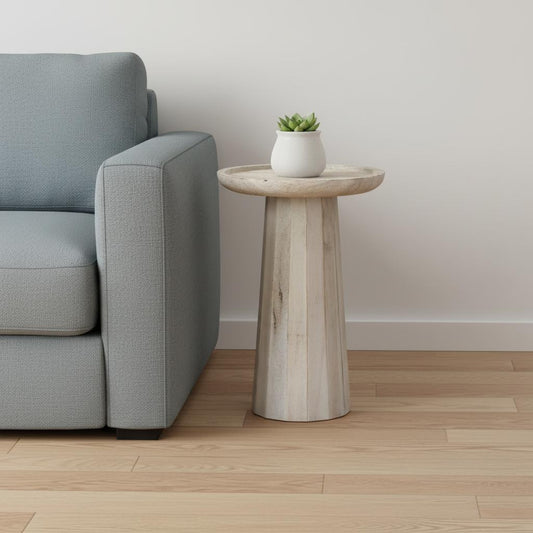 19" White Solid Wood Round End Table