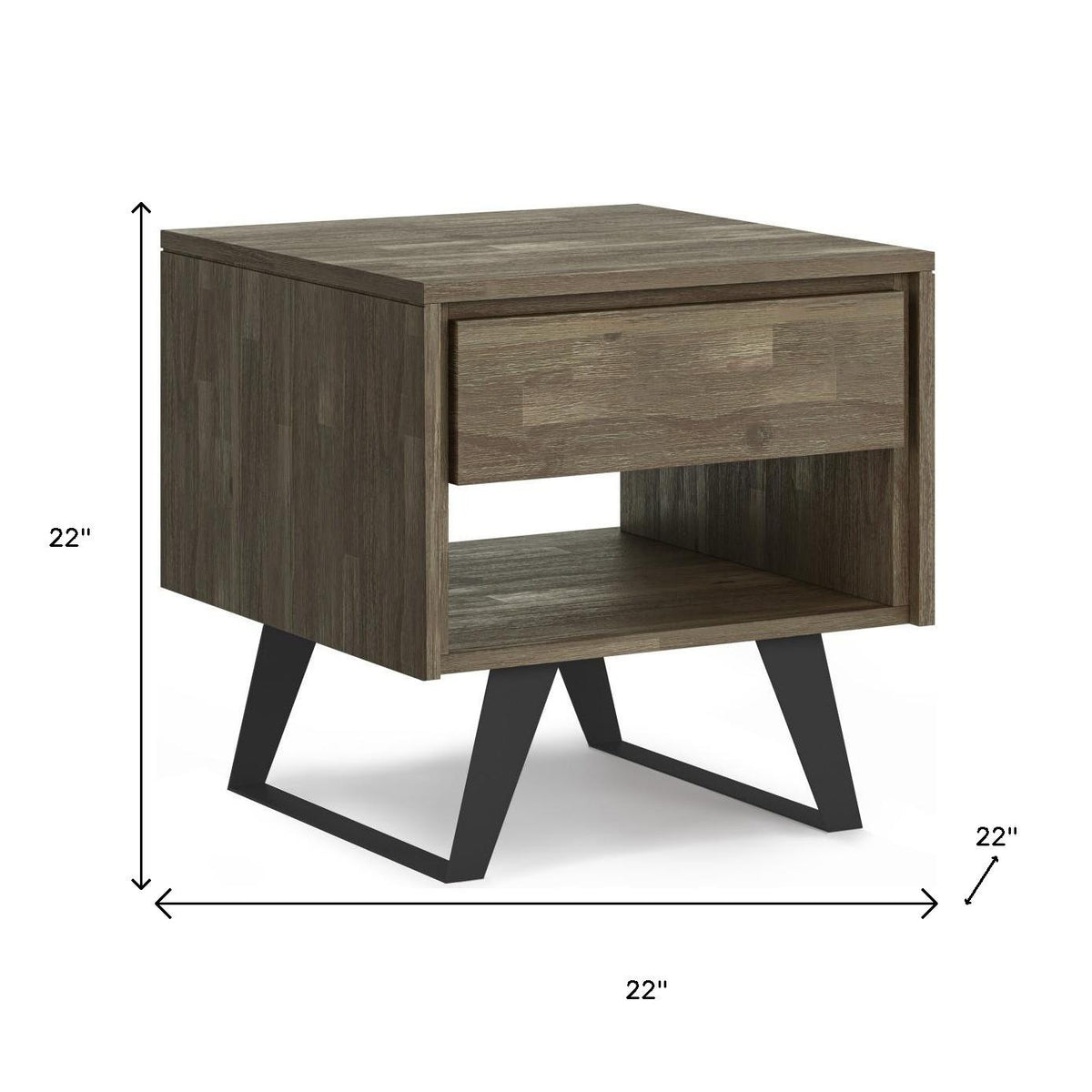 22" Gray Metal Square End Table