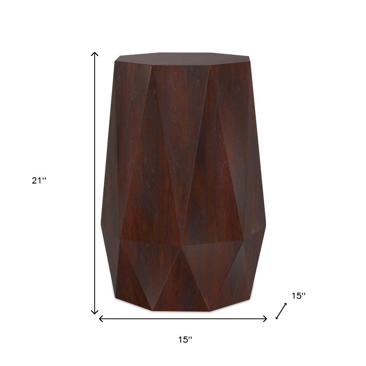 21" Brown Solid Wood End Table