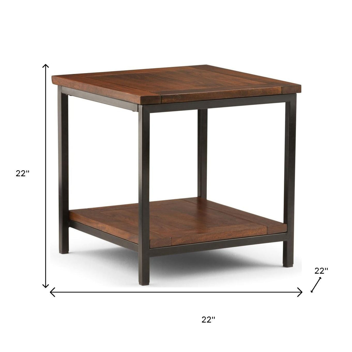 22" Brown Metal Square End Table
