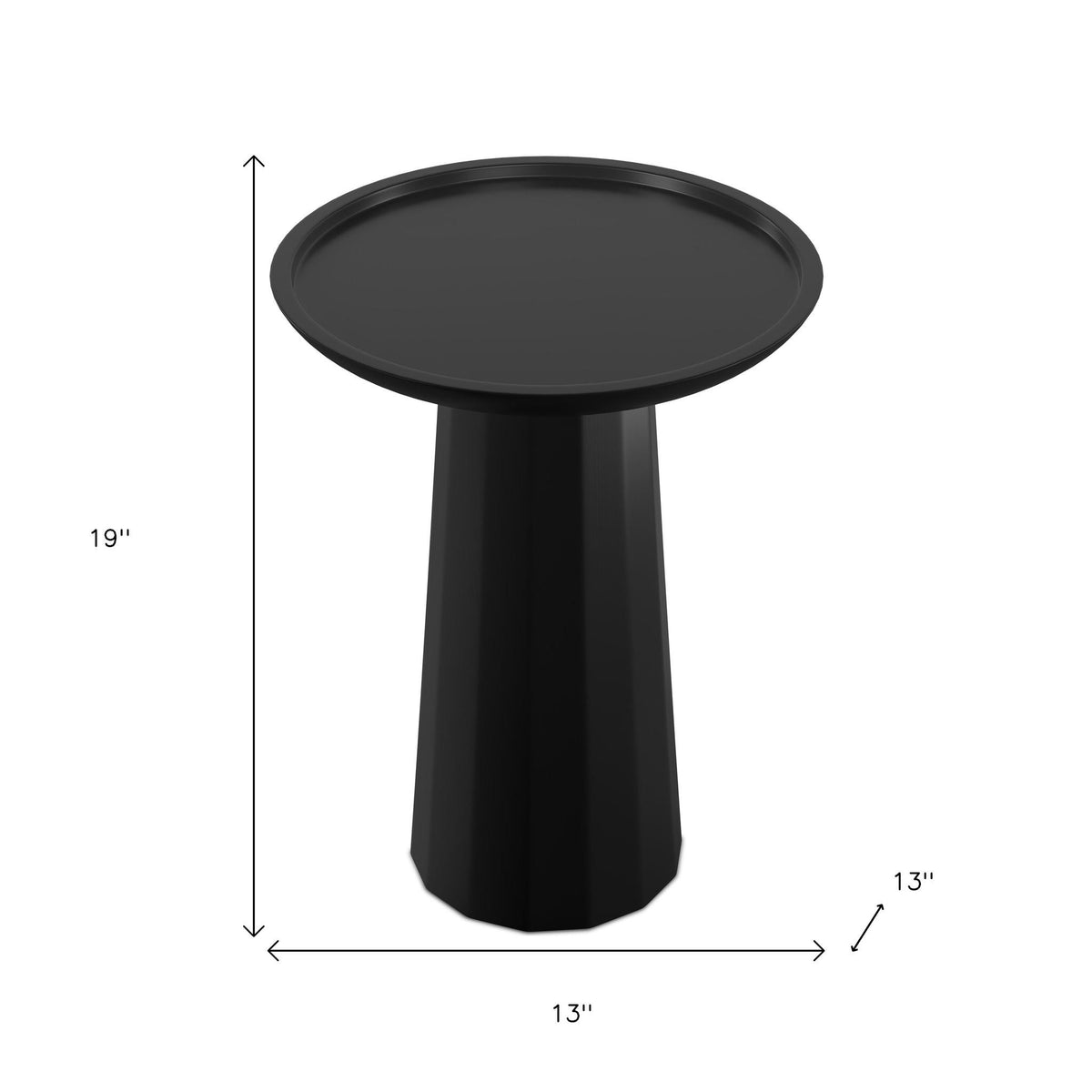 19" Black Solid Wood Round End Table