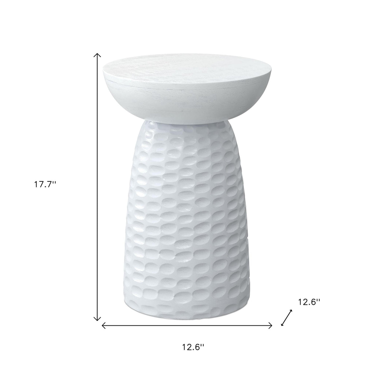 18" White Solid Wood Round End Table