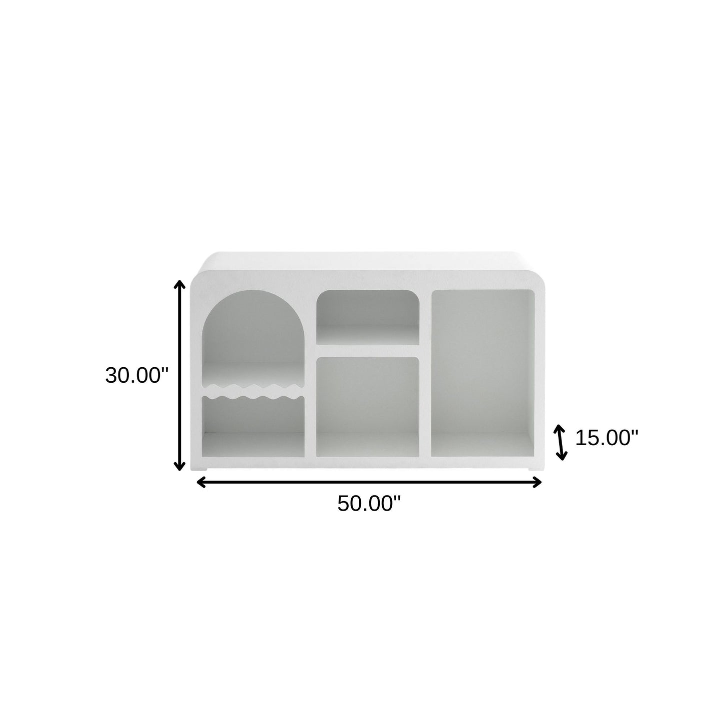 50" White Fiberglass Solid Console Table With Five Shelves