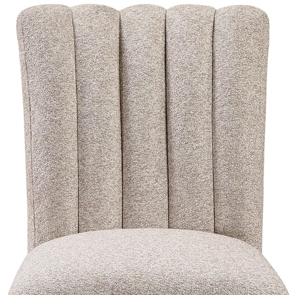 Set of Two 26" Beige and Natural Solid Manufactured Wood Fabric and Wood Bar Height Bar Chairs