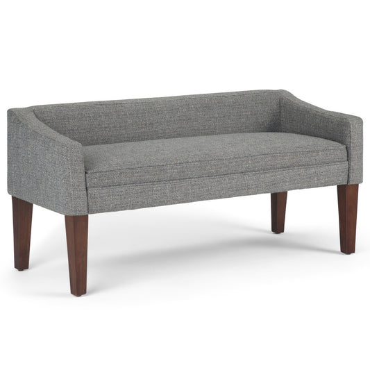 50" Gray and Brown Fabric and Wood Upholstered Bench
