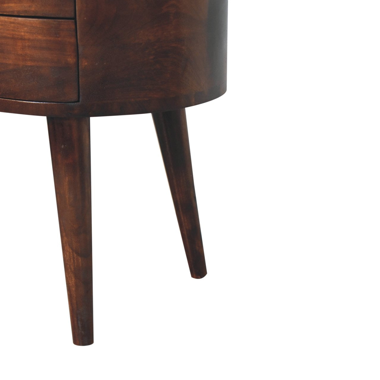 21" Walnut Solid Wood Oval Two Drawer Nightstand