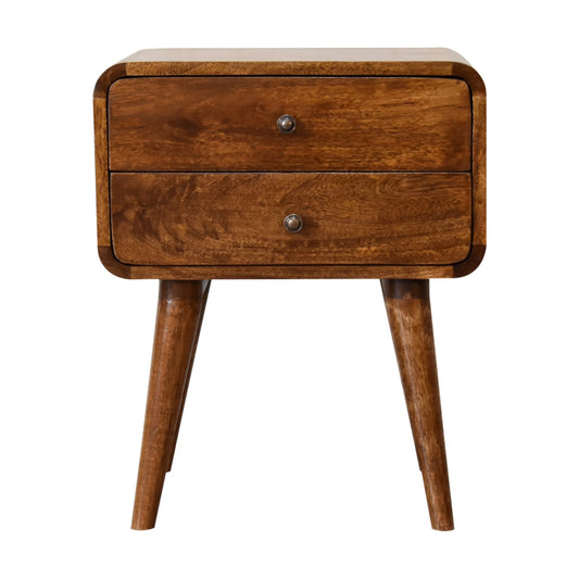 20" Chestnut Solid Wood Two Drawer Nightstand